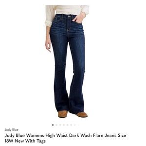 Judy Blue Womens High Waist Dark Wash Flare Jeans Size 18W New With Tags